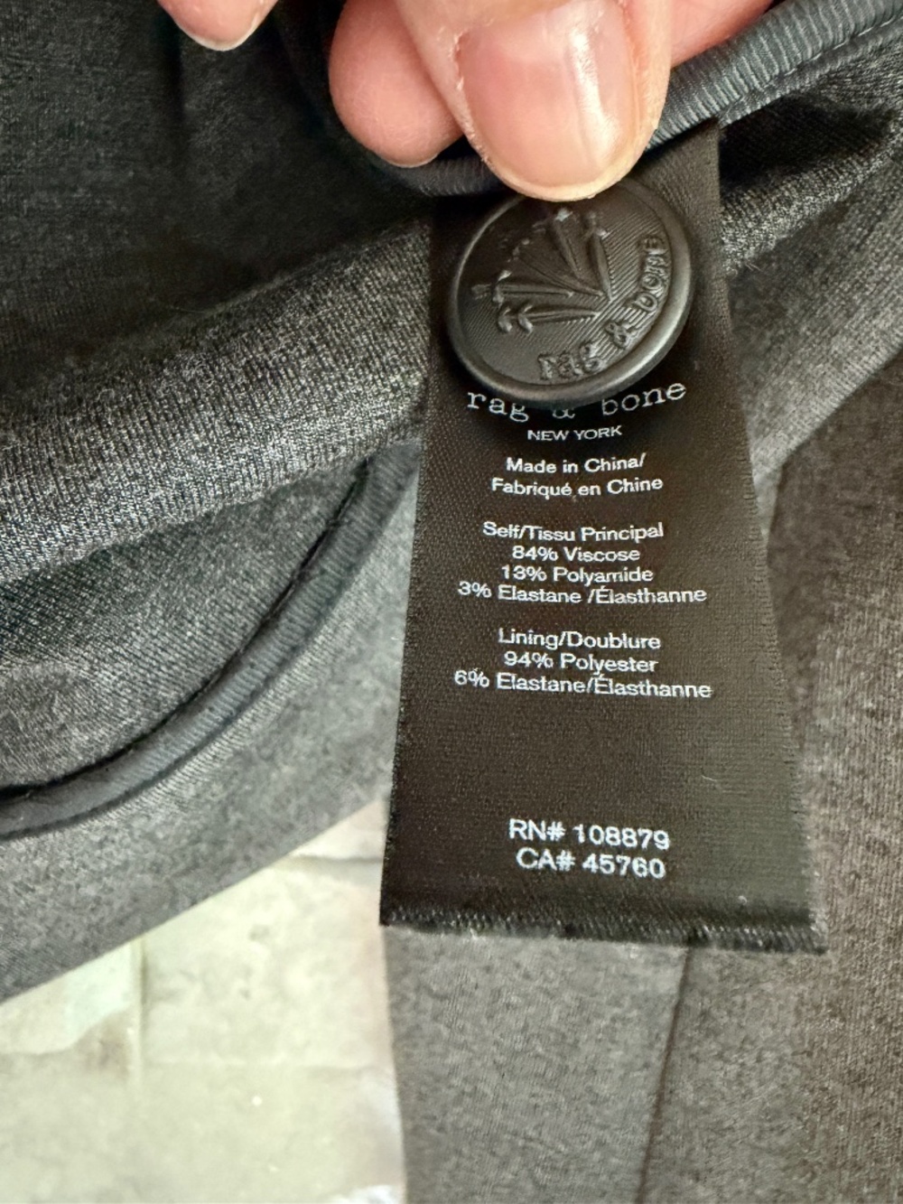 NWT Rag & Bone Charcoal Slade Cropped Ponte Blazer - Picture 7 of 7